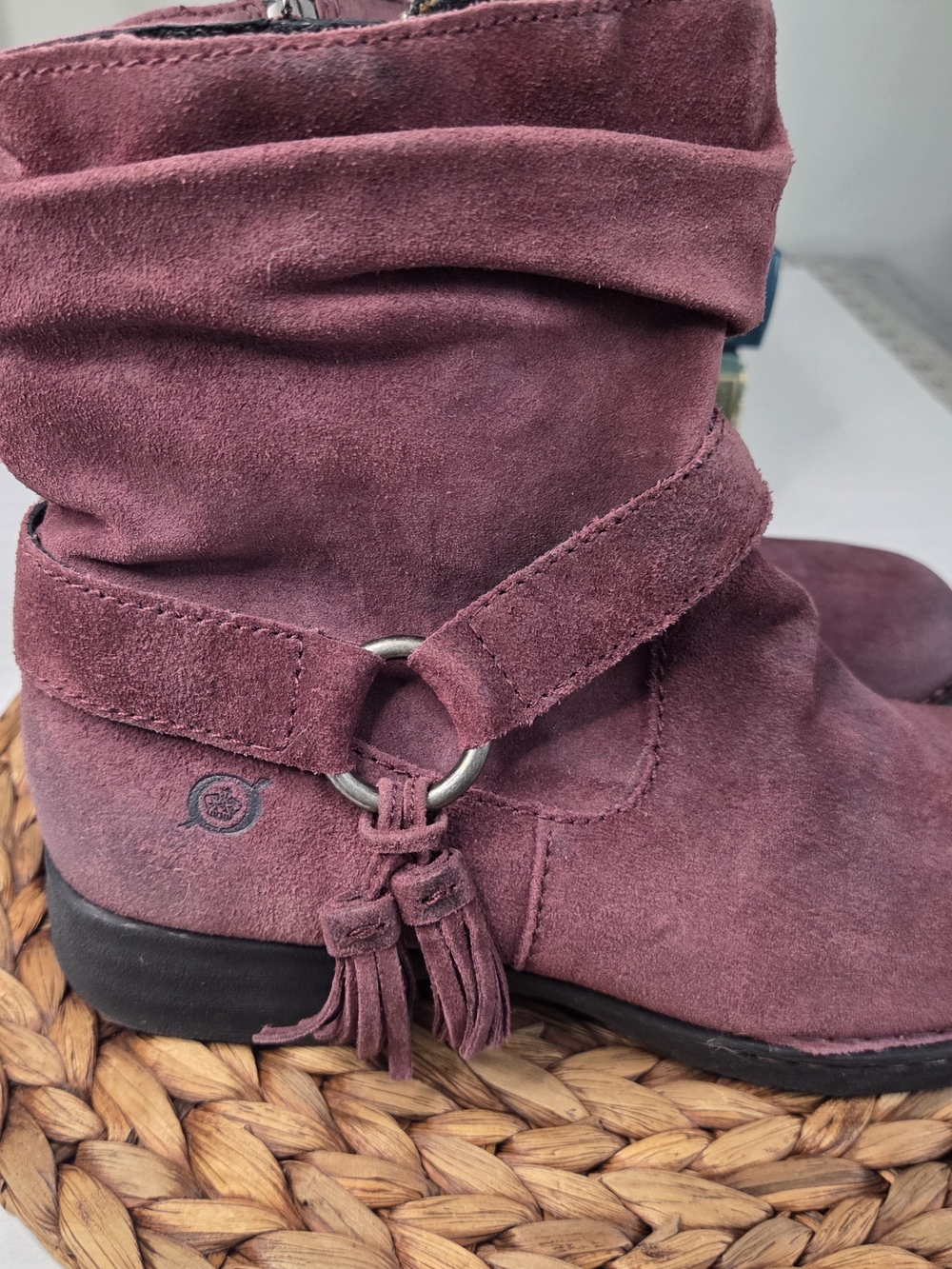 Womens Suede Mid-Calf Boots in Burgundy - Stylish Everyday Wear - Picture 2 of 8